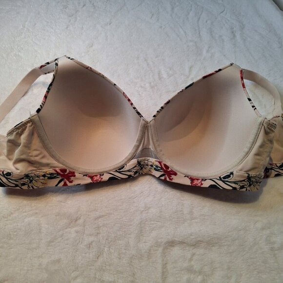 Cacique Lightly Lined Full Coverage Floral Demi Bra Sz 44D Underwire Whimsigoth - Picture 10 of 14